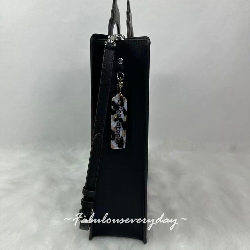 Coach Cloud Handle Tote In Coachtopia Leather/Black CT383 + Pouch/Wristlet - Picture 5 of 11